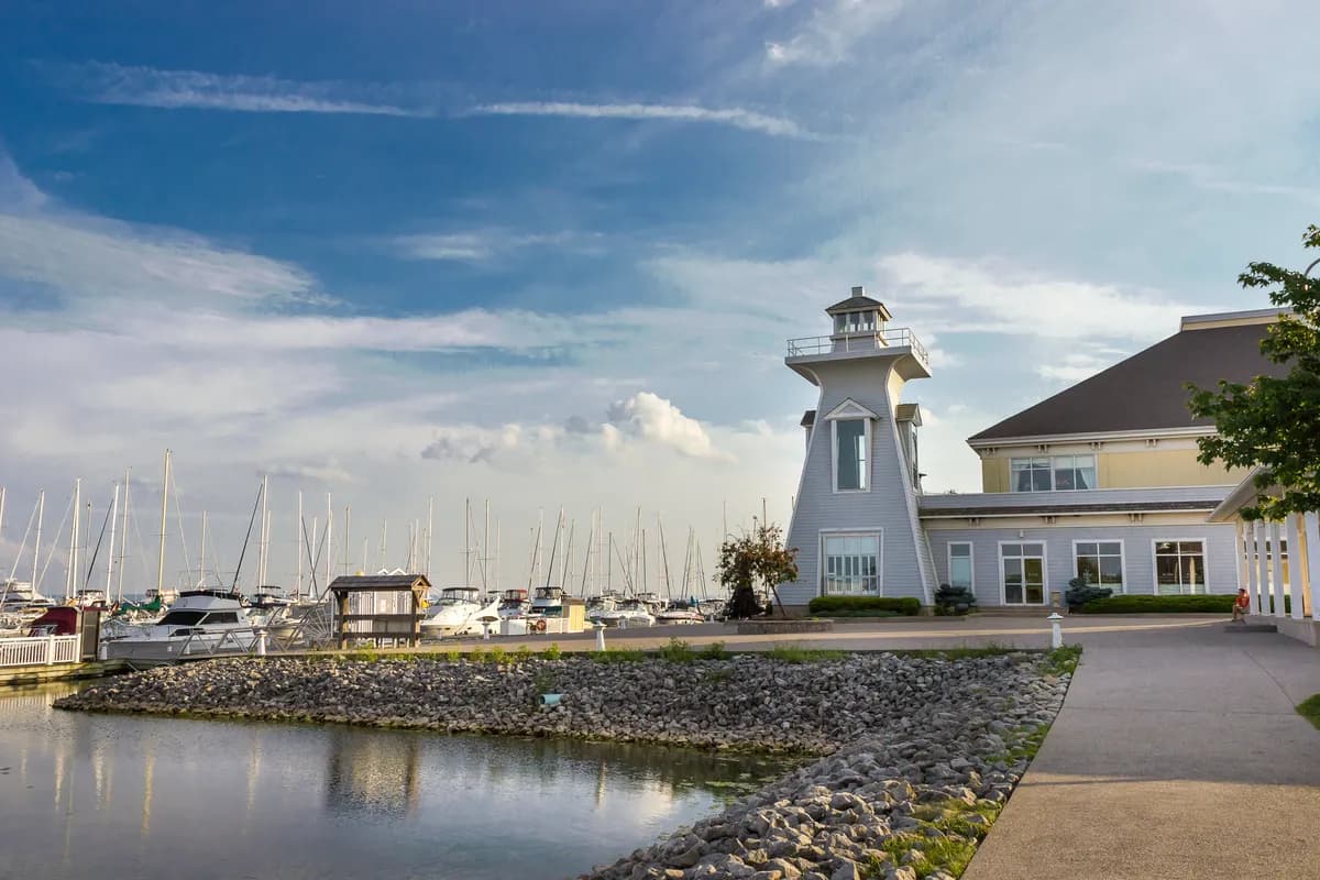 Oakville waterfront harbor with boats
